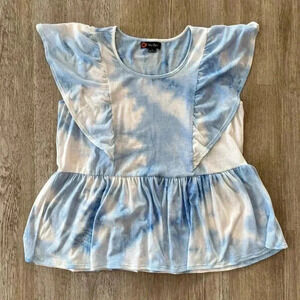 Womens Indigo Poppy Blue/White Blouse - L